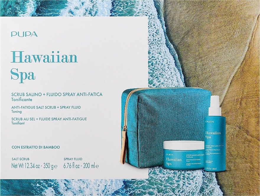 Pupa Набор Hawaiian Spa Kit 3 (scrub/350g + fluid/spray/200ml + bag) - фото N1