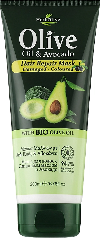 Madis Маска для волосся з олією оливи та авокадо HerbOlive Olive Oil & Avocado Hair Repair Mask - фото N1