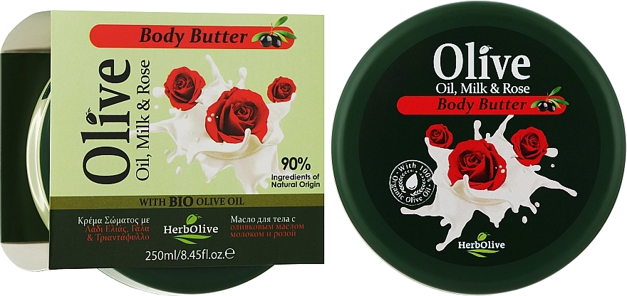 Madis Олія для тіла з молоком і екстрактом олії троянди HerbOlive Olive Oil Milk & Rose Body Butter - фото N2