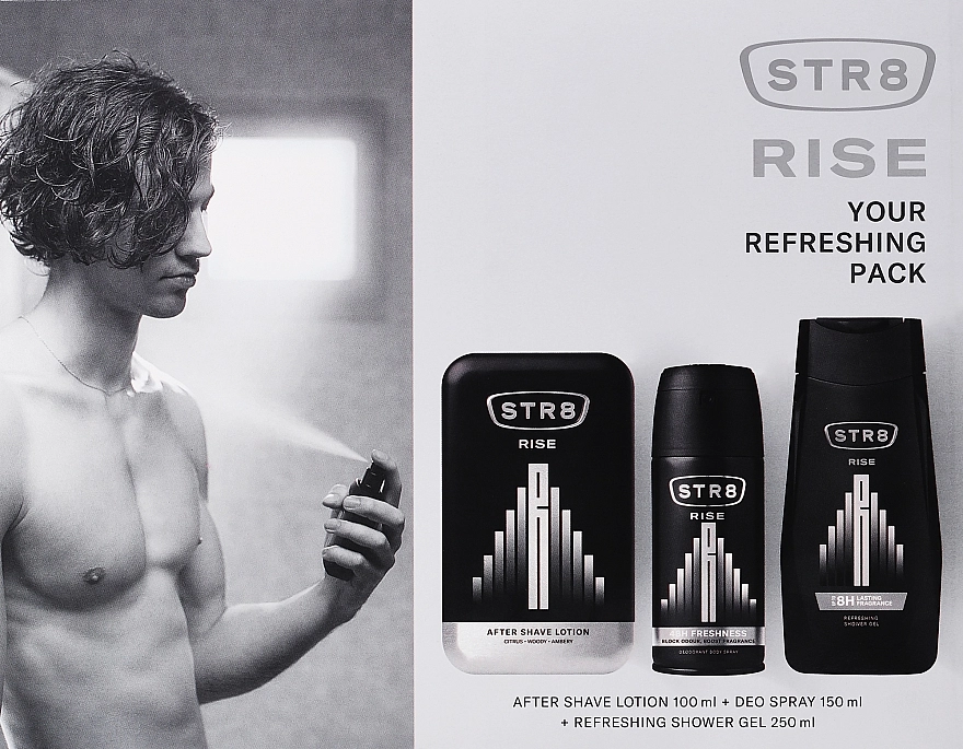 STR8 Rise Your Refreshing Pack Набір (ash/lot/100ml + deo/150ml + show/gel/250ml) - фото N1