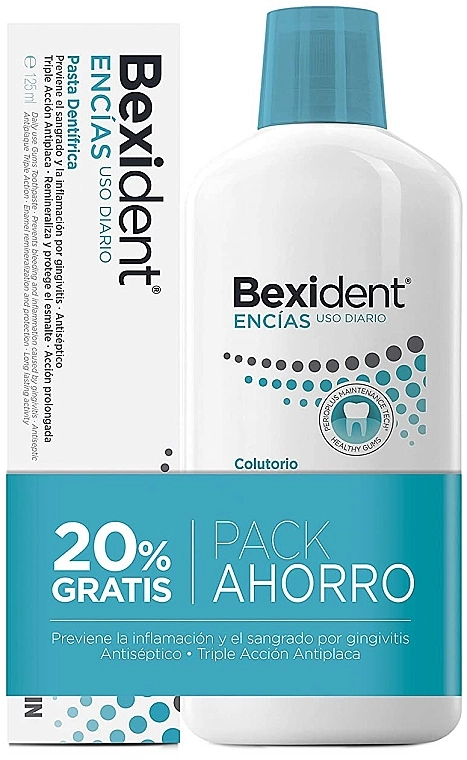 Isdin Набор Bexident Gums (toothpaste/125ml + mouth/wash/500ml) - фото N1