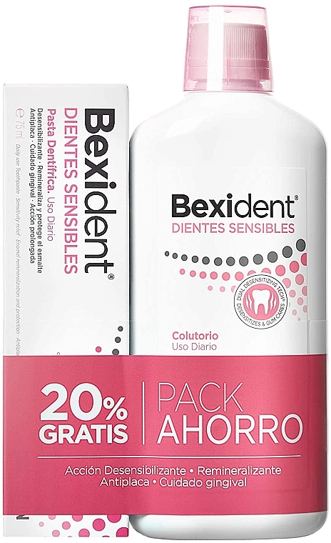 Isdin Набор Bexident Sensitive (toothpaste/75ml + mouth/wash/500ml) - фото N1