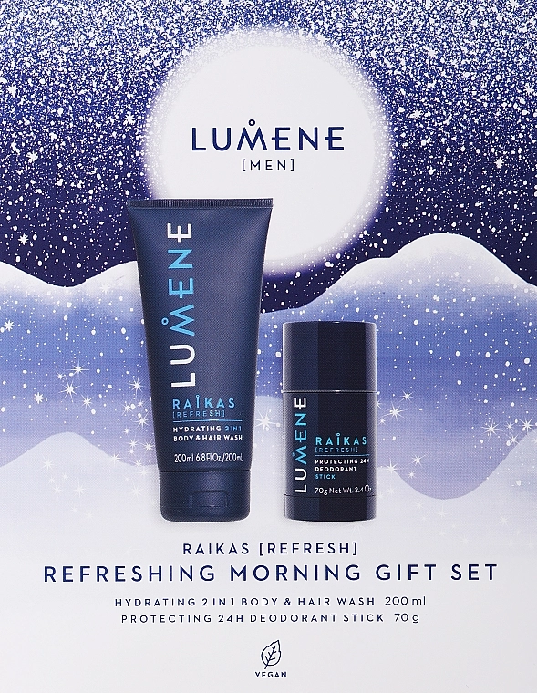 Lumene Набор Men Raikas Refreshing Morning Gift Set (gel/shm/200ml + deo/70g) - фото N1