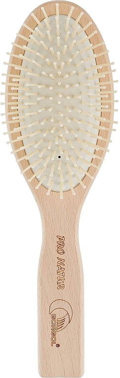 Gorgol Расческа для волос на резиновой подушке с пластиковыми зубчиками, 11 рядов, прямая, светлая - фото N1