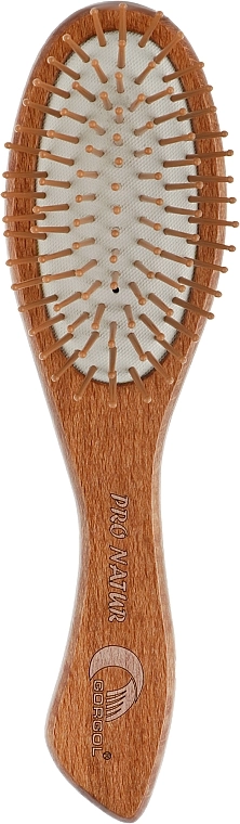 Gorgol Расческа для волос на резиновой подушке с пластиковыми зубчиками, 7 рядов, овальная, темная - фото N1