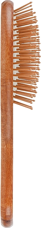 Gorgol Расческа для волос на резиновой подушке с пластиковыми зубчиками, 7 рядов, овальная, темная - фото N2