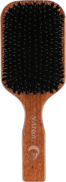 Gorgol Гребінець для волосся на гумовій подушці із зубчиками зі щетини кабана та нейлону, 13 рядків - фото N1
