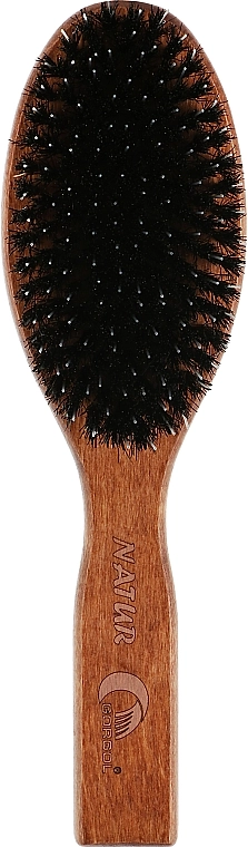 Gorgol Гребінець для волосся із зубцями зі щетини кабана та нейлону, 10 рядків, плоский - фото N1