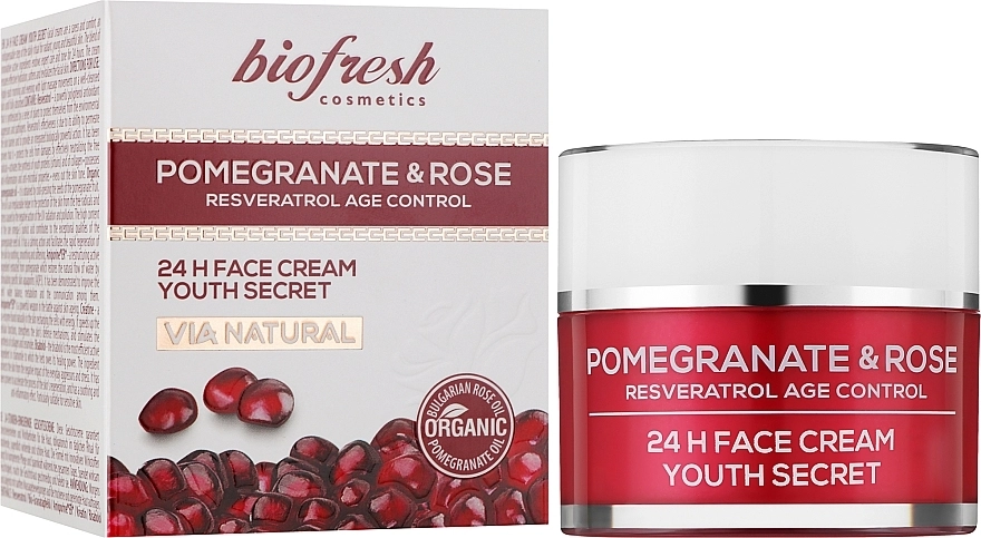 BioFresh Крем для лица "Секрет омоложения. Гранат и Роза" Via Natural Pomergranate & Rose 24H Face Cream Youth Secret - фото N2