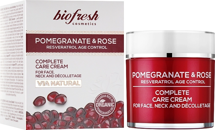 BioFresh Комплексный крем для ухода за лицом, шеей и декольте Via Natural Pomergranate & Rose Complete Care Cream - фото N2