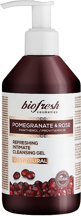 BioFresh Освежающий гель для интимной гигиены "Гранат и Роза" Via Natural Pomergranate & Rose Refreshing Intimate Cleansing Gel - фото N1