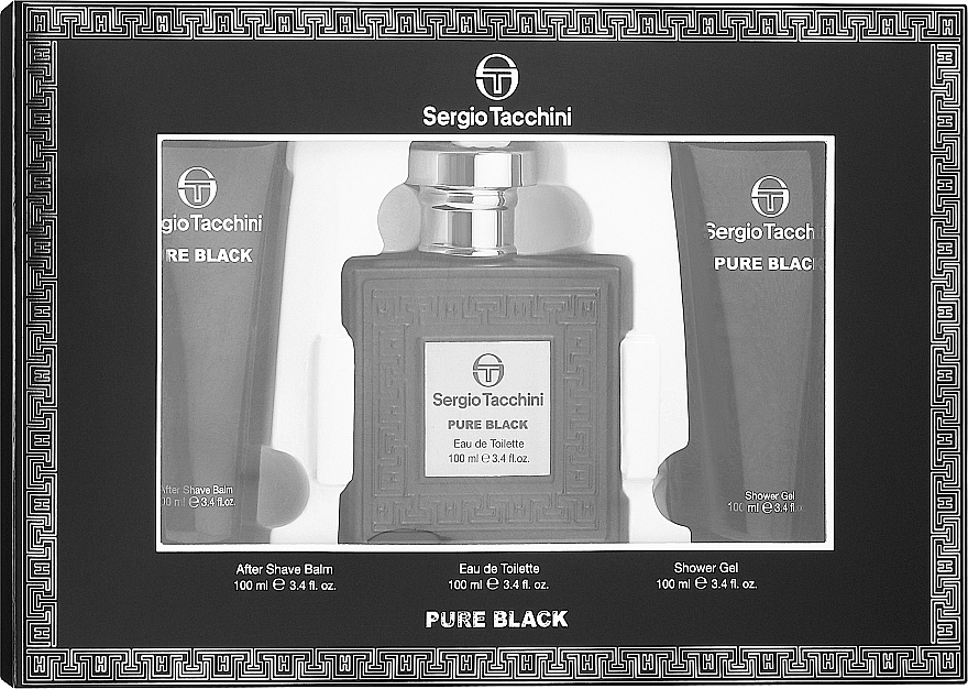 Sergio Tacchini Pure Black Набор (edt/100ml + ash/balm/100ml + sh/gel/100ml) - фото N1