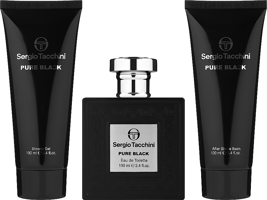 Sergio Tacchini Pure Black Набор (edt/100ml + ash/balm/100ml + sh/gel/100ml) - фото N2