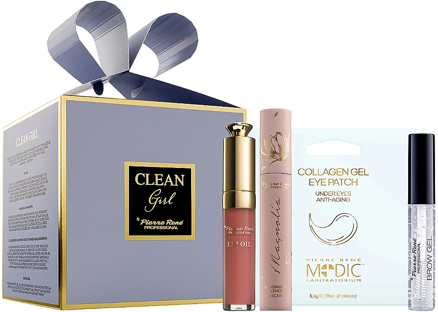 Pierre Rene Набір Clean Girl (lip oil/8ml + mascara/10ml + eye patch/5.5g + brow gel/10 ml) - фото N1