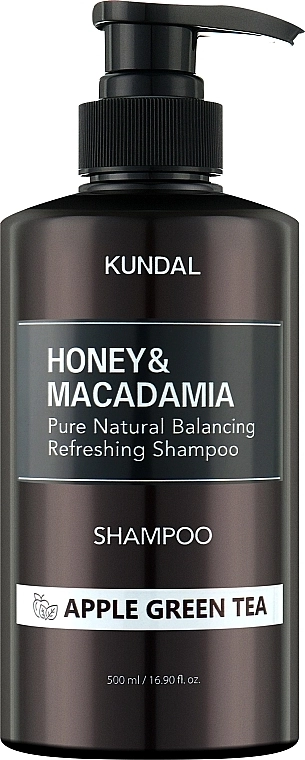 Шампунь восстанавливающий "Яблоко и Зелёный чай" - Kundal Honey & Macadamia Shampoo Apple Green Tea, 500 мл - фото N1