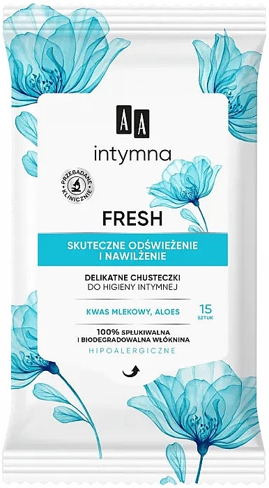 AA Освіжальні серветки для інтимної гігієни, 15 шт. Intimate Fresh Hygiene Wipes - фото N1