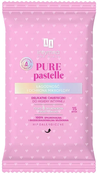 AA Серветки для інтимної гігієни "М'якість та захист мікрофлори", 15 шт. Intimate Pure Pastels Delicate Wipes - фото N1