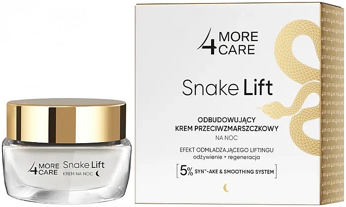 More4Care Відновлювальний нічний крем для обличчя Snake Lift Rebuilding Anti-Wrinkle Night Cream - фото N1