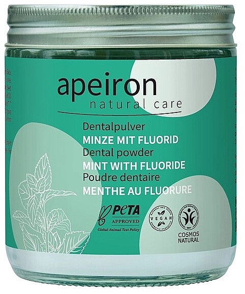 Apeiron Зубна паста у порошку "М'ята із фтором" Dental Powder Mint With Fluoride - фото N1