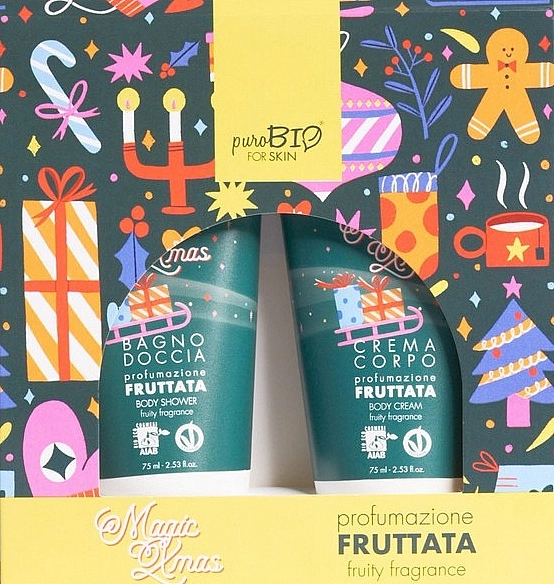 PuroBio Cosmetics Набор Magic Xmas Fruity Fragrance (sh/gel/75ml + b/cr/75ml) - фото N1