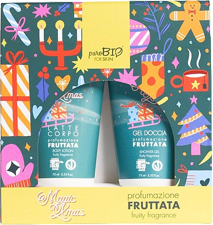 PuroBio Cosmetics Набор Magic Xmas Fruttata Kit (sh/gel/75ml + b/lot/75ml) - фото N1