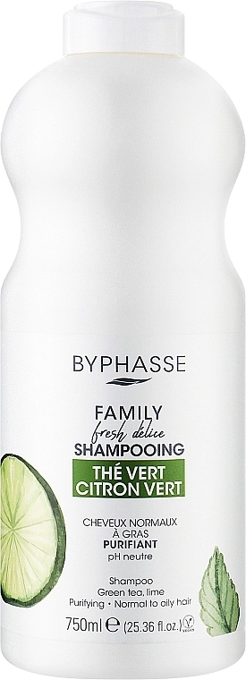 Byphasse Шампунь для нормальных волос с лаймом и зеленым чаем Family Fresh Delice Shampoo - фото N1