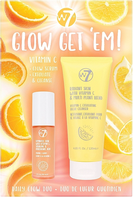 W7 Набор Glow Get 'Em Vitamin C Gift Set (f/ser/30ml + f/peeling/120ml) - фото N1