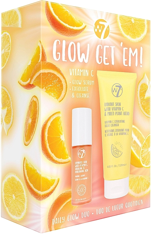 W7 Набор Glow Get 'Em Vitamin C Gift Set (f/ser/30ml + f/peeling/120ml) - фото N2