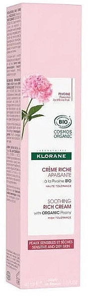 Klorane Крем для чутливої ​​та сухої шкіри обличчя, з екстрактом півонії Peony Rich Soothing Cream - фото N1