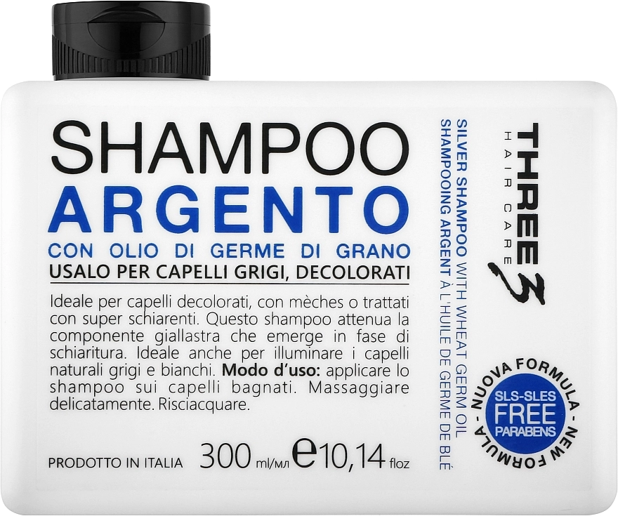 Faipa Roma Шампунь для сивого і знебарвленого волосся Three Hair Care Argento Shampoo - фото N1