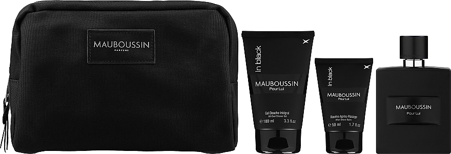 Mauboussin Pour Lui in Black Набор (edp/100ml + sh/gel/100ml + aftersh/balm/50ml + pouch) - фото N2