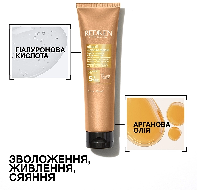 Redken Зволожуючий термозахисний крем для сухого та ламкого волосся All Soft Moisture Restore Leave-In Treatment - фото N7