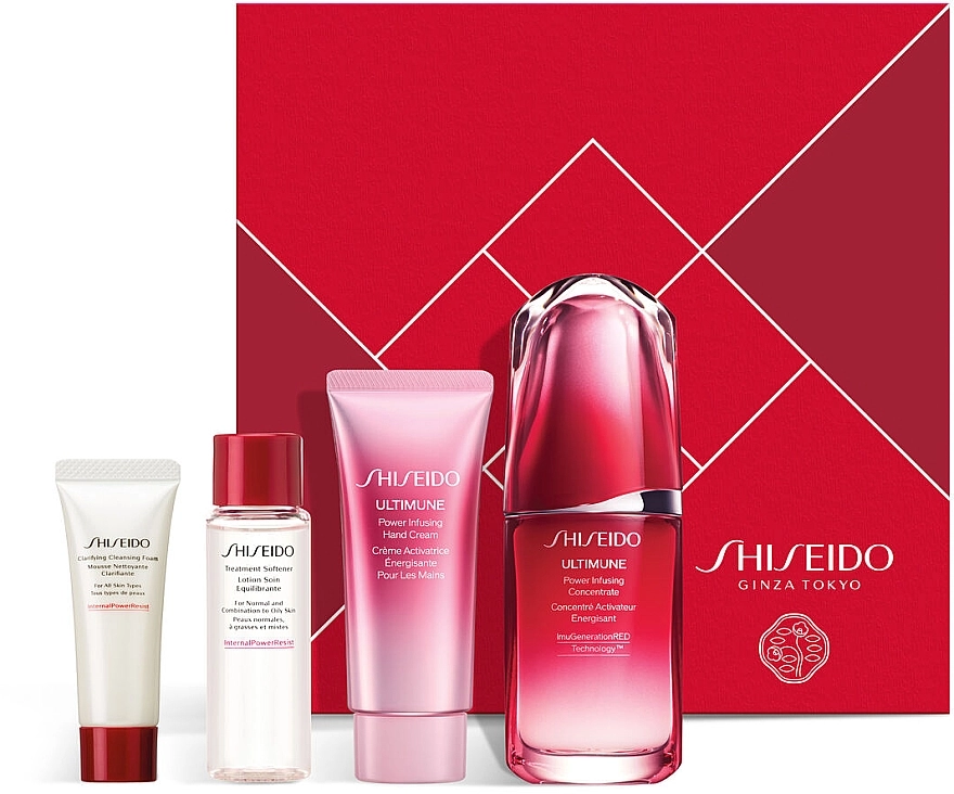 Shiseido Набор Ultimune Holiday Kit (f/conc/50ml + clean foam/15ml + f/lot/30ml + h/cr/40ml) - фото N1