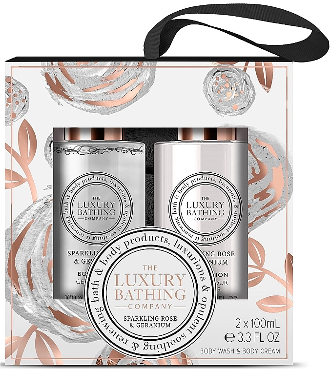 Grace Cole Набор The Luxury Bathing Sparkling Rose & Geranium Set (sh/gel/100ml + b/lot/100ml + sponge) - фото N1