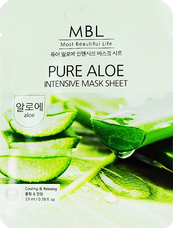 MBL Тканевая маска для лица с алоэ Pure Aloe Intensive Mask Sheet - фото N1