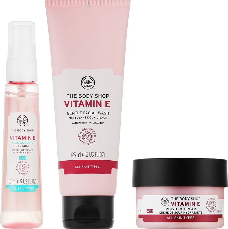 The Body Shop Набор Happy & Hydrated Vitamin E Skincare Gift Christmas Gift Set (gel/125ml + cr/50ml + spray/57ml) - фото N2