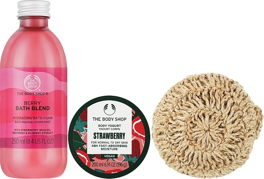 The Body Shop Набір Berries & Bubbles Bath Routine (bath/foam/250ml + body/yogurt/200ml + bag) - фото N2