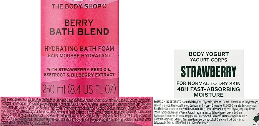 The Body Shop Набір Berries & Bubbles Bath Routine (bath/foam/250ml + body/yogurt/200ml + bag) - фото N4