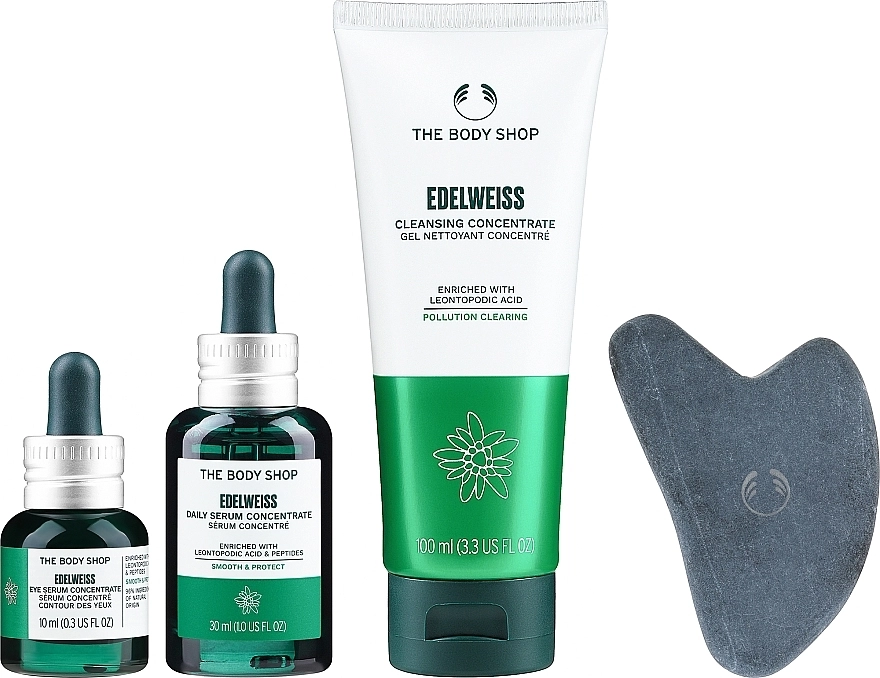 The Body Shop Набір Fresh & Festive Edelweiss Skincare Gift Christmas Gift Set (gel/100ml + ser/30ml + eye/ser/10ml + acc/1pc) - фото N2