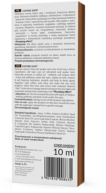 APIS Professional Биоревитализирующая сыворотка для кожи вокруг глаз Coffee Shot Biorevitalizing Eye Serum - фото N2