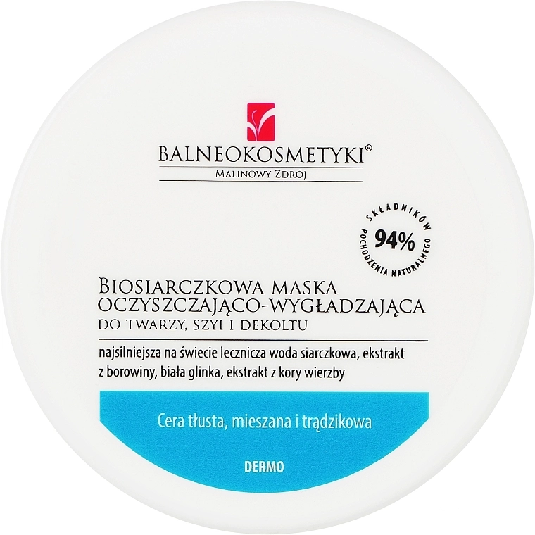 Balneokosmetyki Очищувальна та розгладжувальна біосульфідна маска для обличчя для жирної та комбінованої шкіри - фото N1