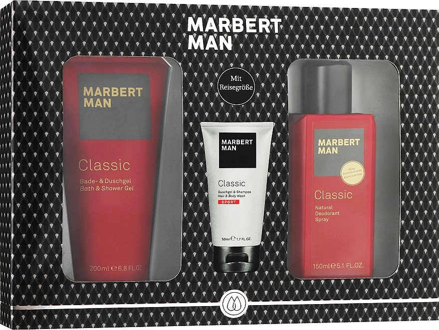 Marbert Набор Man Classic Set (sh/gel/200ml + spray/150ml + wash/50ml) - фото N1