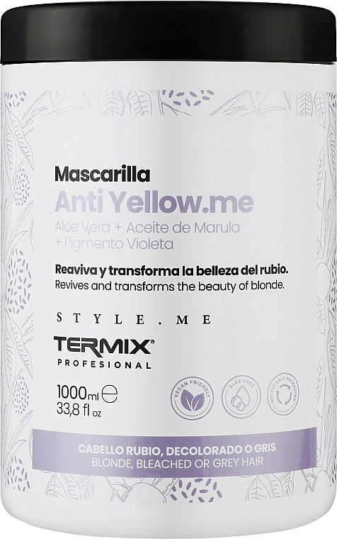 Termix Маска проти жовтизни для світлого волосся Style.Me Anti Yellow.me Mask - фото N3