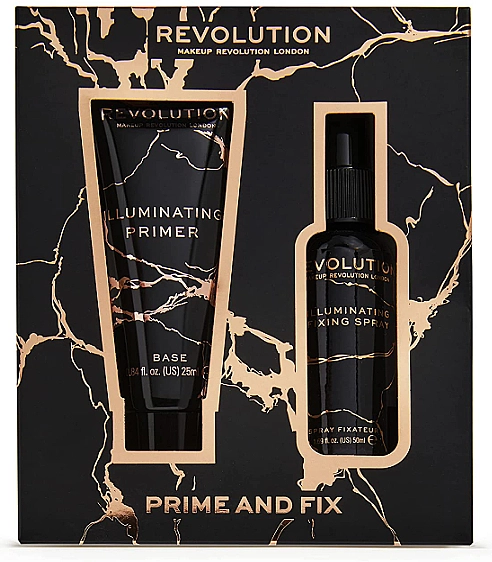 Makeup Revolution Набір Illuminating Prime & Fix Duo (f/primer/25ml + fix spr/50ml) - фото N1