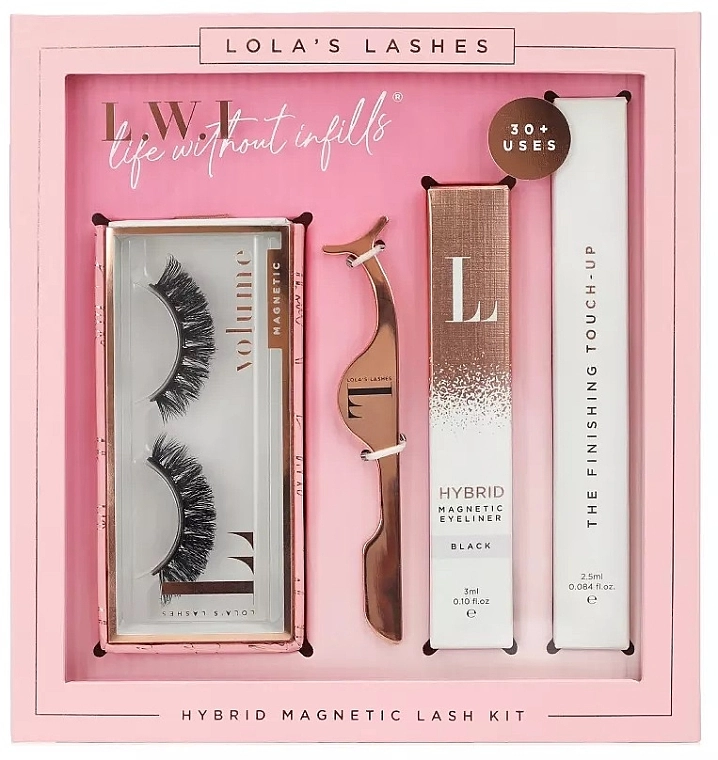 Lola's Lashes Curl Power Hybrid Magnetic Eyelash Kit (eyeliner/3ml + remover/2.5ml + eyelashes/2pcs + applicator) Набір - фото N1