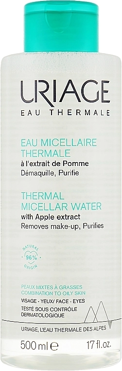 Uriage Міцелярна вода для жирної та комбінованої шкіри Thermal Micellar Water with Apple Extract - фото N1