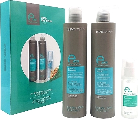 Eva Professional Набор для разглаживания вьющихся волос E-line Stop The Frizz (shamp/300ml + cream/300ml + serum/50ml) - фото N1