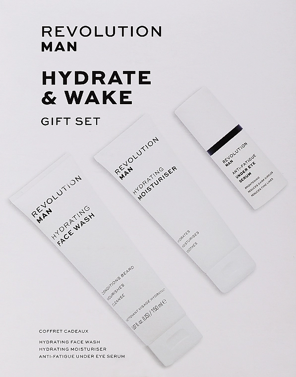 Revolution Skincare Набір Man Hydrate & Wake Gift Set (eye/ser/15ml + f/wash/150ml + f/cr/75ml) - фото N1