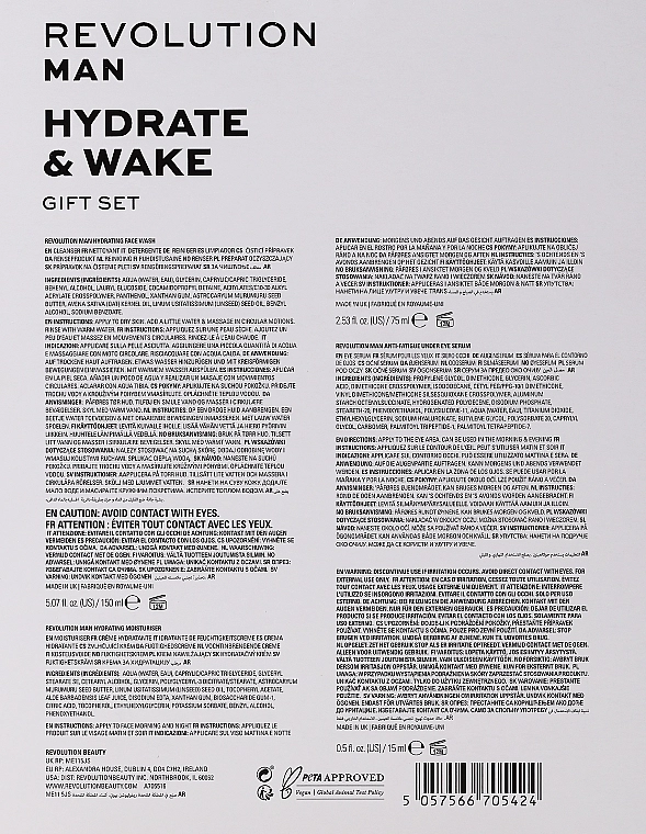 Revolution Skincare Набор Man Hydrate & Wake Gift Set (eye/ser/15ml + f/wash/150ml + f/cr/75ml) - фото N2