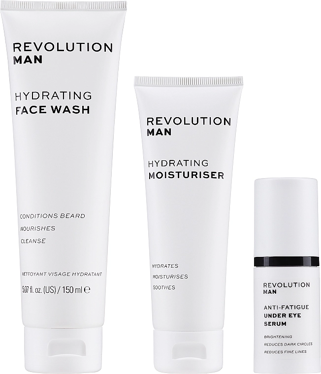 Revolution Skincare Набор Man Hydrate & Wake Gift Set (eye/ser/15ml + f/wash/150ml + f/cr/75ml) - фото N3